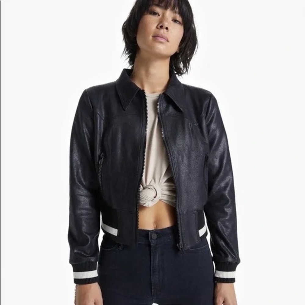 Mother Denim The Easy Rider Jacket Faux Leather Size S MSRP $345